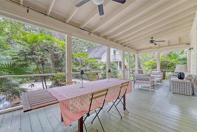 312 Hobcaw Dr, Mount Pleasant, SC 29464 - deck featuring ceiling fan and an outdoor living space