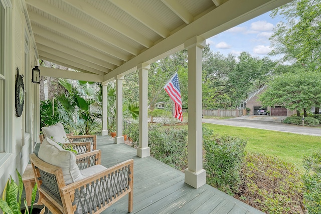 312 Hobcaw Dr, Mount Pleasant, SC 29464 - wooden porch with a lawn