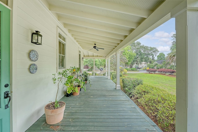 312 Hobcaw Dr, Mount Pleasant, SC 29464 - porch with ceiling fan and a yard