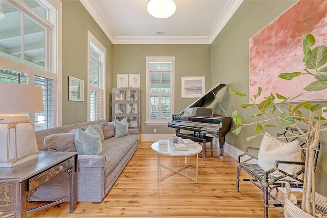 312 Hobcaw Dr, Mount Pleasant, SC 29464 - sitting room with wood finished floors, crown molding, and baseboards