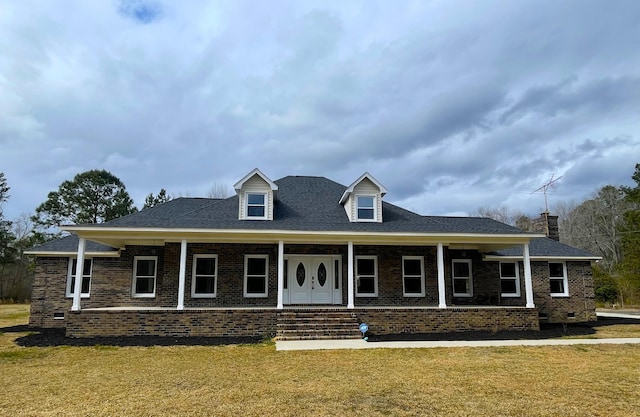 144 Bethlehem Rd, Holly Hill, SC 29059 - view of front of home featuring a front yard, crawl space, brick siding, and covered porch