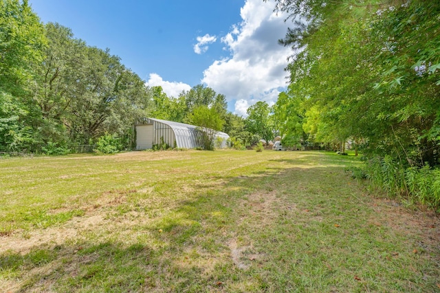 view of yard featuring an outdoor structure