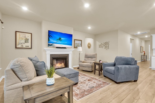 living room featuring light wood-type flooring