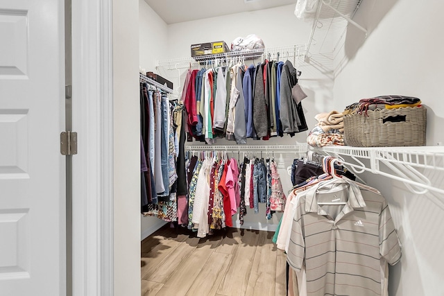 spacious closet with hardwood / wood-style flooring