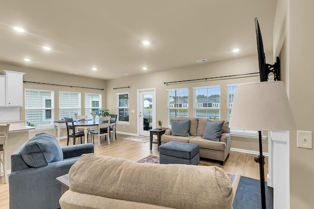 living room featuring light hardwood / wood-style floors