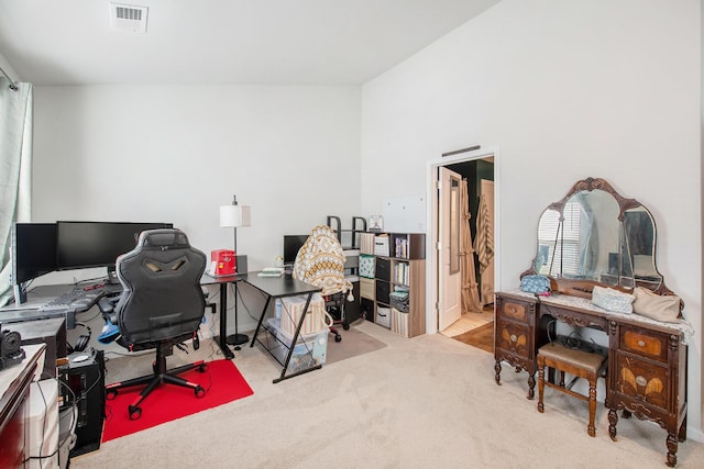 office area featuring carpet floors