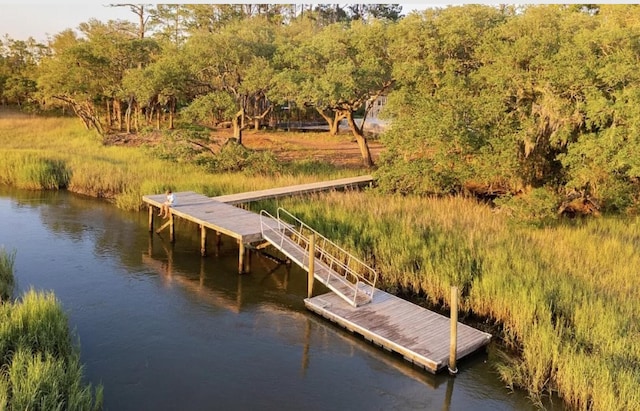 view of dock featuring a water view