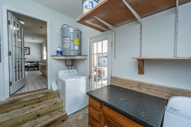 laundry room featuring water heater