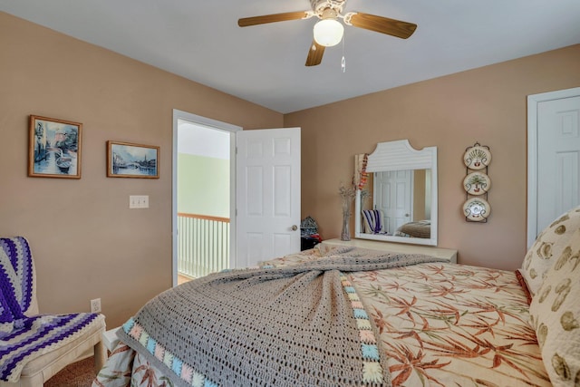 bedroom featuring ceiling fan