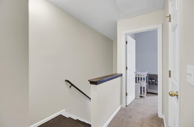 1005 Washitonia Way Unit B, Charleston, SC 29492 - hallway featuring an upstairs landing, baseboards, and carpet