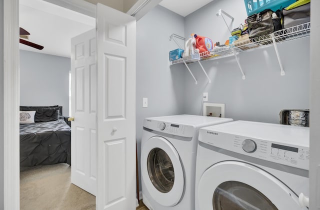 1005 Washitonia Way Unit B, Charleston, SC 29492 - laundry area with washer and clothes dryer and carpet flooring