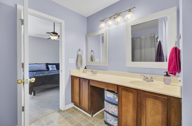 1005 Washitonia Way Unit B, Charleston, SC 29492 - ensuite bathroom with double vanity and a ceiling fan