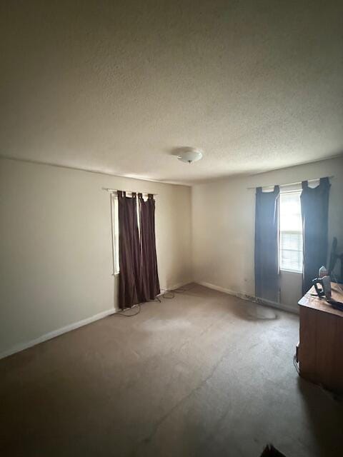 spare room with carpet and a textured ceiling