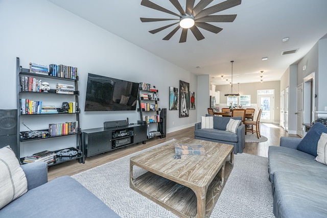 living room featuring hardwood / wood-style flooring