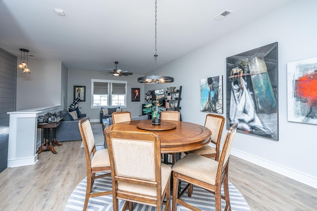 dining room with light wood-type flooring