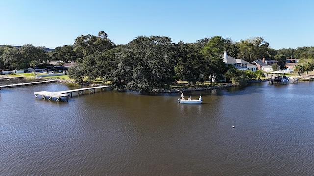 property view of water featuring a boat dock