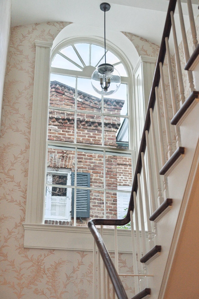 43 Hasell St, Charleston, SC 29401 - detailed view of wallpapered walls and a chandelier