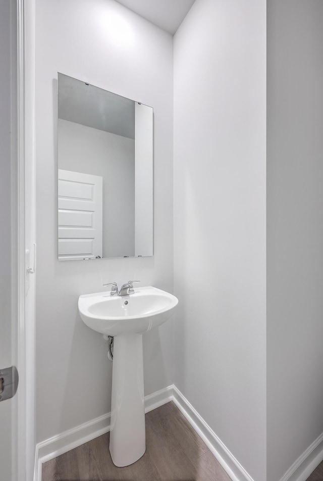 bathroom featuring wood-type flooring