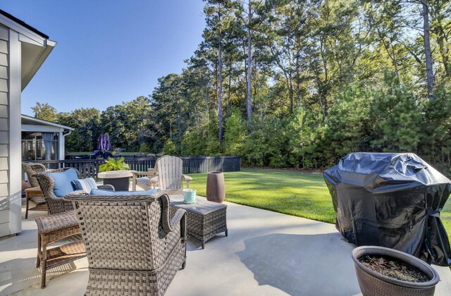 view of patio featuring area for grilling