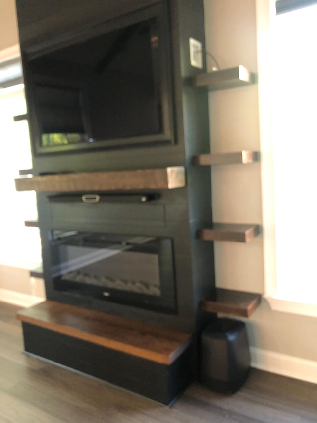 room details featuring baseboards and wood finished floors