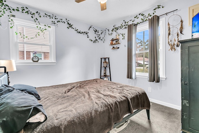 bedroom with carpet and ceiling fan