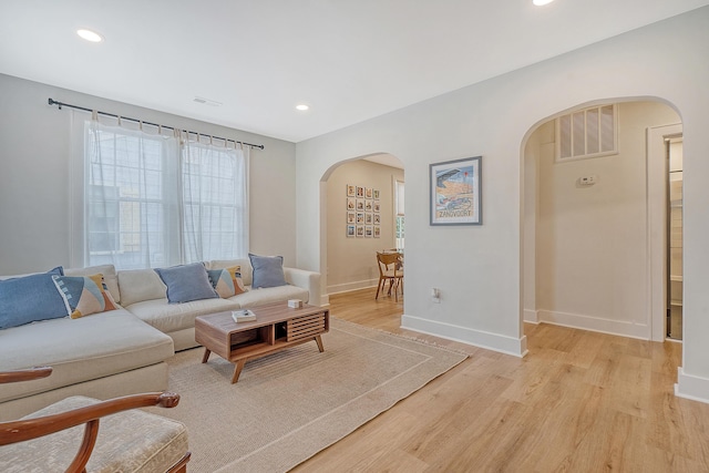 living room featuring light hardwood / wood-style floors