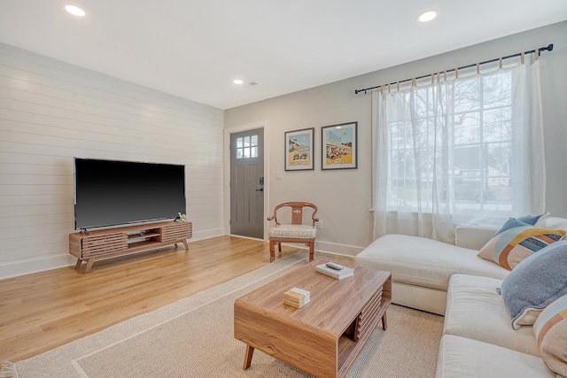 living room with wood-type flooring