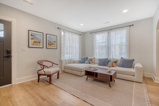 living room featuring light hardwood / wood-style floors