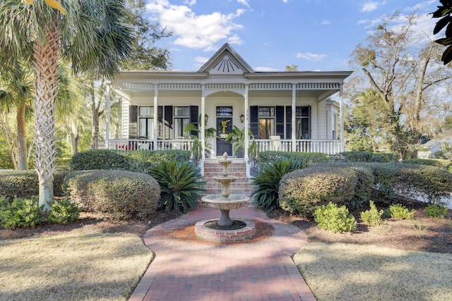 view of front facade featuring covered porch