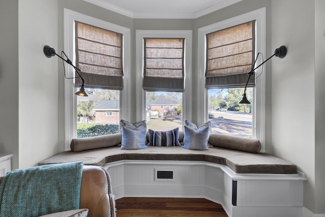 unfurnished room featuring dark hardwood / wood-style floors and ornamental molding