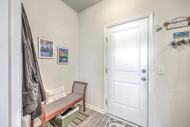 doorway with light hardwood / wood-style flooring