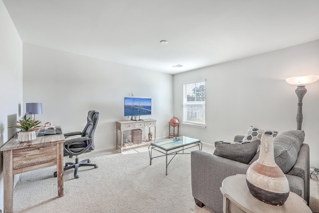 office with light colored carpet