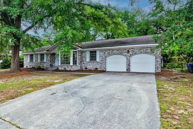 5322 Chantilly Ln, North Charleston, SC 29418 - ranch-style home featuring a garage, driveway, crawl space, and a shingled roof