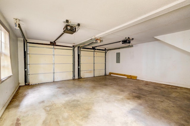 5322 Chantilly Ln, North Charleston, SC 29418 - garage with electric panel, a garage door opener, and baseboards