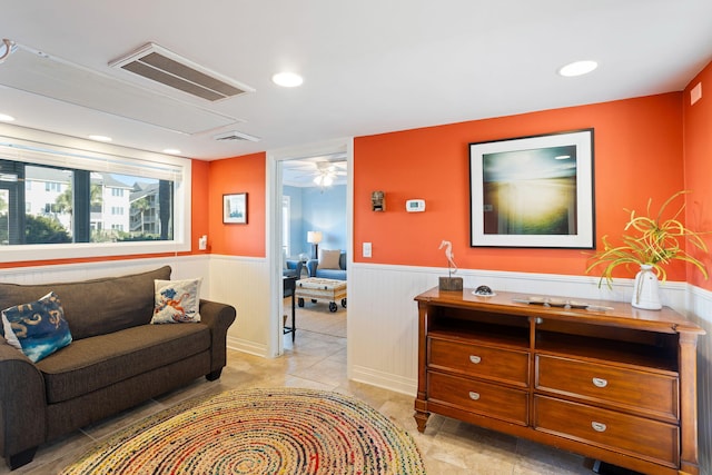 view of tiled living room