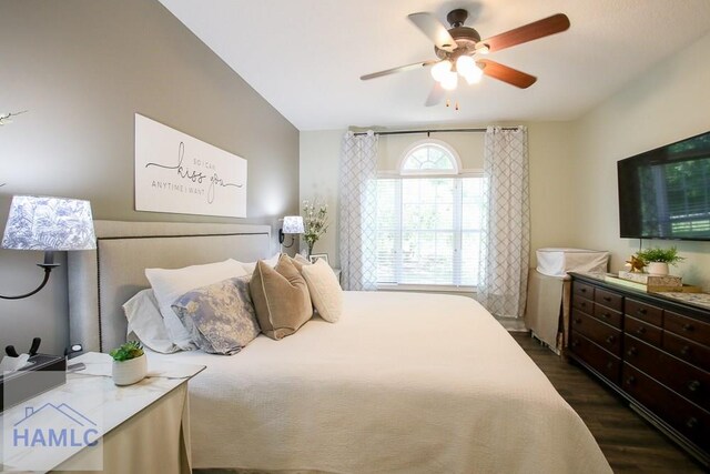 4800 Bay Branch Church Rd, Claxton, GA 30417 - bedroom with dark wood-style flooring and a ceiling fan