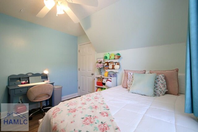 4800 Bay Branch Church Rd, Claxton, GA 30417 - bedroom with lofted ceiling, wood finished floors, and a ceiling fan
