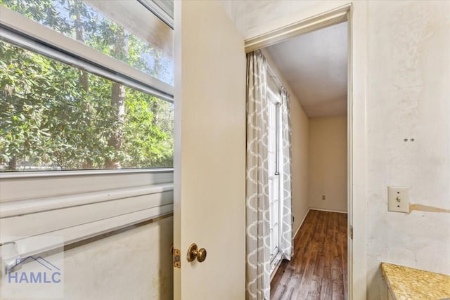 bathroom featuring hardwood / wood-style flooring