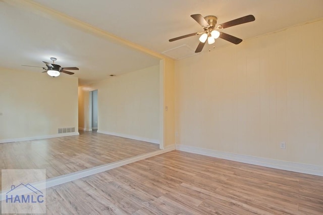 130 Melrose Pl, Rincon, GA 31326 - empty room featuring baseboards, visible vents, wood finished floors, and a ceiling fan