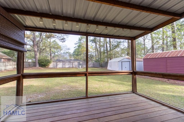 130 Melrose Pl, Rincon, GA 31326 - unfurnished sunroom featuring beam ceiling