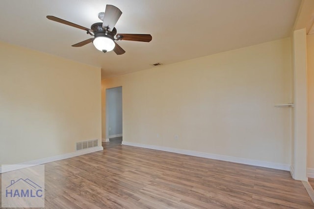 130 Melrose Pl, Rincon, GA 31326 - empty room with light wood finished floors, baseboards, visible vents, and a ceiling fan