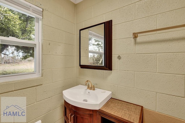 bathroom with vanity and plenty of natural light