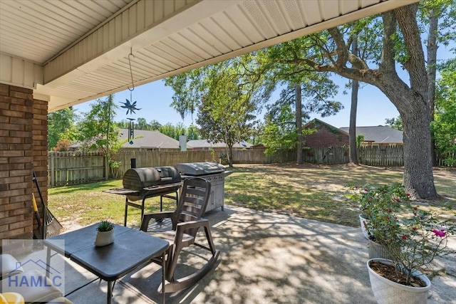 view of patio with a fenced backyard