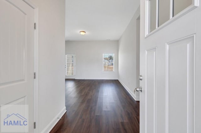 interior space with dark hardwood / wood-style flooring