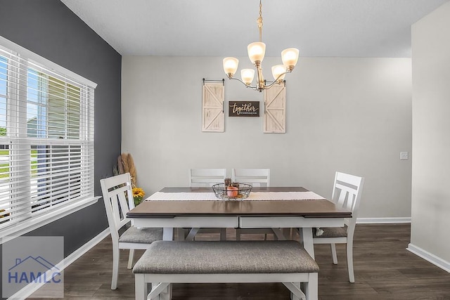 26 Sunflower Cir, Ludowici, GA 31316 - dining space with wood finished floors, a chandelier, and baseboards