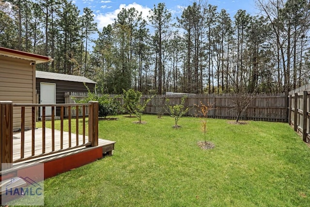 195 Linden Dr, Jesup, GA 31545 - view of yard with a fenced backyard and a wooden deck