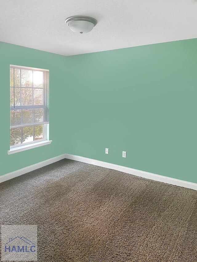 unfurnished room featuring a textured ceiling and carpet flooring