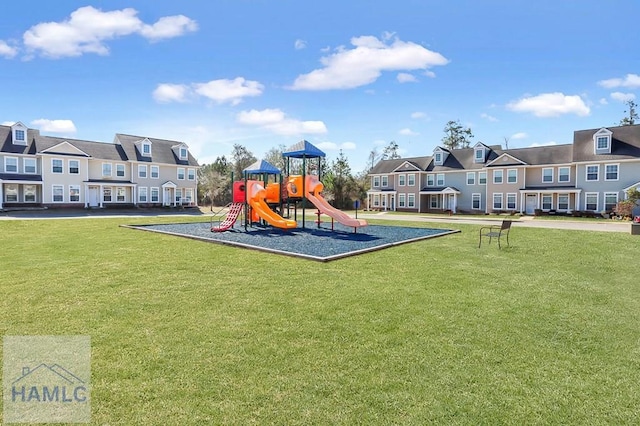 view of play area featuring a yard