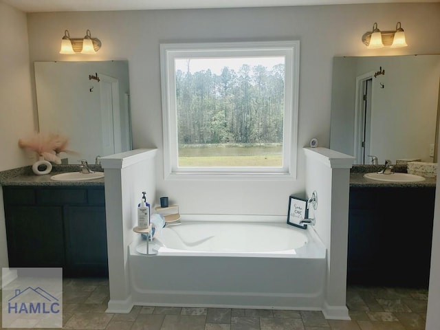 bathroom featuring vanity and a bathing tub