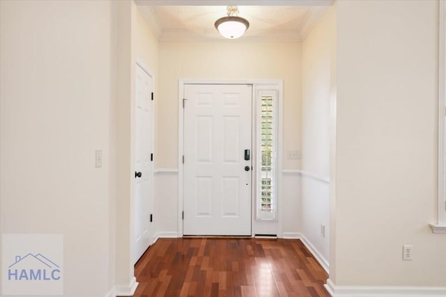 301 Marsh View Dr, Richmond Hill, GA 31324 - entryway featuring dark wood-style flooring and ornamental molding